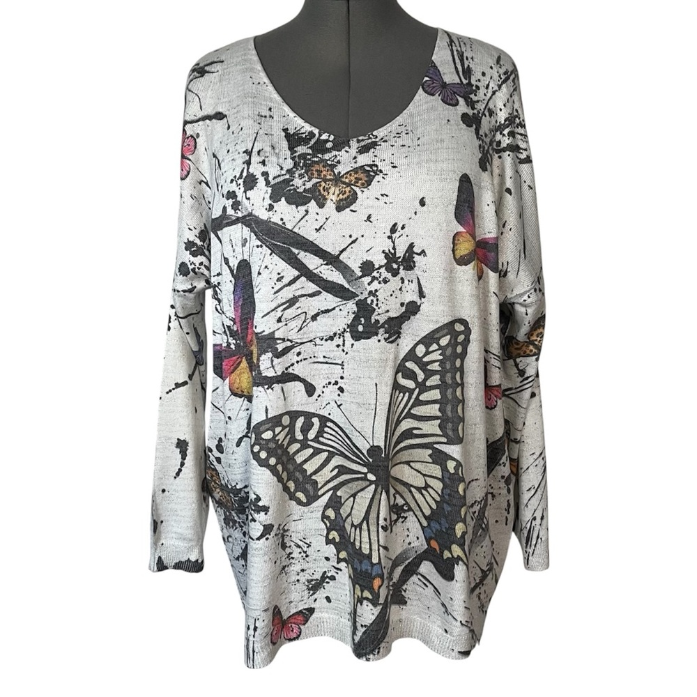 Luisa Ricci Butterfly print knit tunic 1X